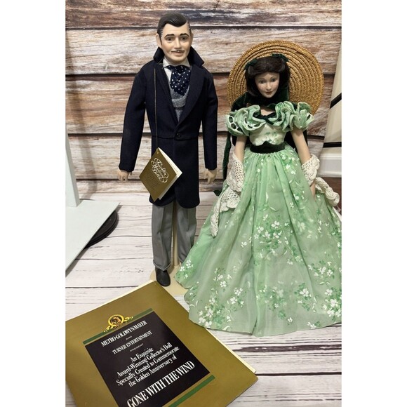 Franklin Mint 19" Rhett & Scarlett Gone With The Wind Dolls VTG Collectible - Picture 1 of 16